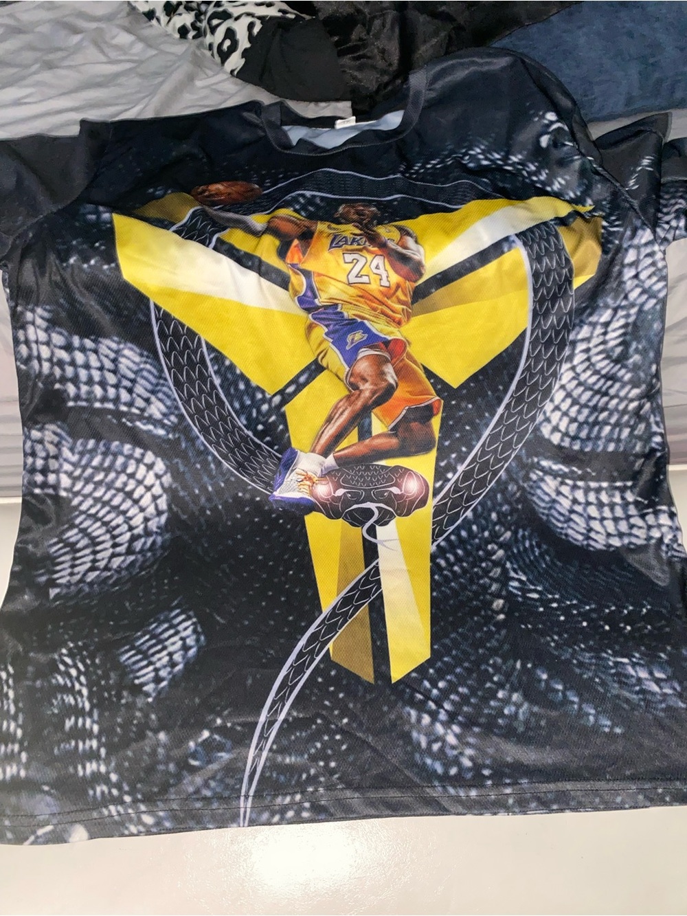 Black and Yellow Graphic Basketball Jersey Tee - Unbranded